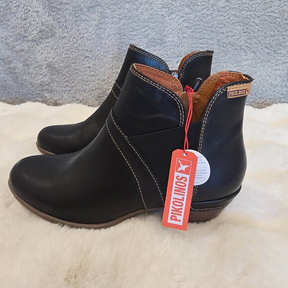 Pikolinos Black Leather Bootie Rotterdam 902-8932 Women's Size 38 or US 7.5 8 - Picture 1 of 9